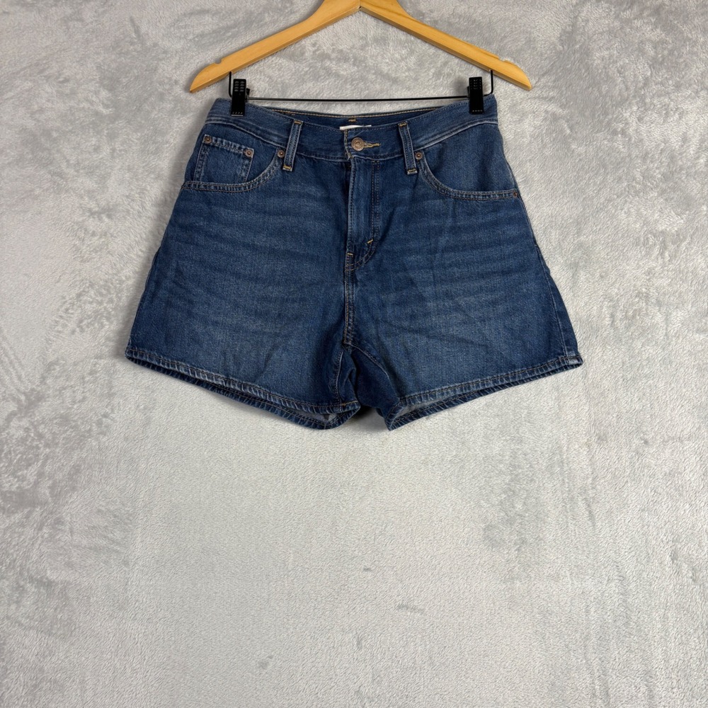 Levis Cinch Mid-Thigh Shorts W28 Medium Wash High Rise Cotton Denim 003KI-0021